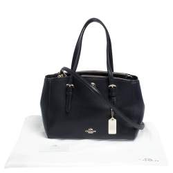Coach Navy Blue Leather Turnlock Carryall Satchel