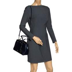 Coach Navy Blue Leather Turnlock Carryall Satchel