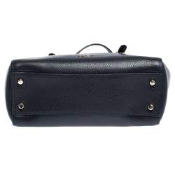 Coach Navy Blue Leather Turnlock Carryall Satchel