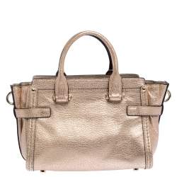 Coach Metallic Rose Gold Leather Swagger 27 Carryall Top Handle Bag