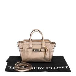 Coach Metallic Rose Gold Leather Swagger 27 Carryall Top Handle Bag