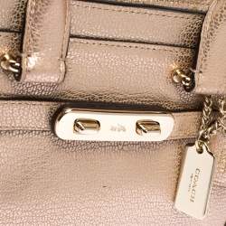Coach Metallic Rose Gold Leather Swagger 27 Carryall Top Handle Bag
