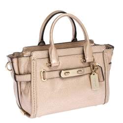 Coach Metallic Rose Gold Leather Swagger 27 Carryall Top Handle Bag