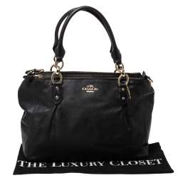 Coach Black Leather Double Zip Satchel