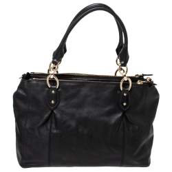 Coach Black Leather Double Zip Satchel