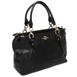 Coach Black Leather Double Zip Satchel