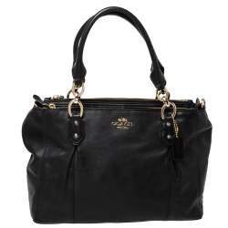 Coach Black Leather Double Zip Satchel