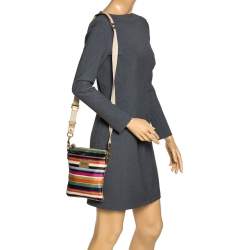 مملوكة مسبقًا Coach Multicolor Striped Nylon and Leather Swingpack Crossbody Bag