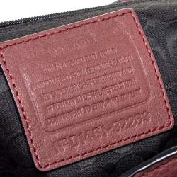 Pre Owned حقيبة كوتش جلد عنابي بقفل دوار