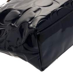 Pre Owned Coach Blue/Beige Patent Leather Peyton Tote