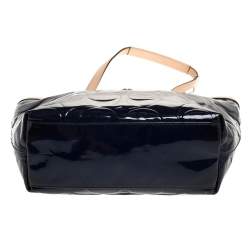 Pre Owned Coach Blue/Beige Patent Leather Peyton Tote