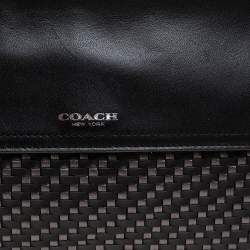 Pre Owned حقيبة كلتش كوتش جلد رصاصي/أسود مغزولة بقلاب