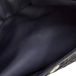 Pre Owned حقيبة كلتش كوتش جلد رصاصي/أسود مغزولة بقلاب