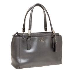 Coach Metallic Silver Leather Mini Christie Carryall Satchel