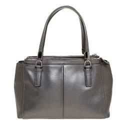 Coach Metallic Silver Leather Mini Christie Carryall Satchel