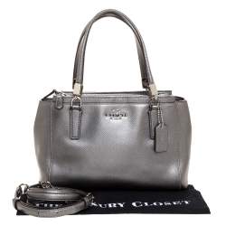 Coach Metallic Silver Leather Mini Christie Carryall Satchel