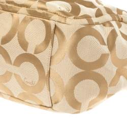 Pre Owned Coach Beige Canvas and Leather Op Art Parker Hobo