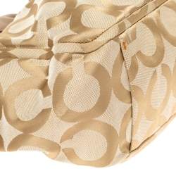 Pre Owned Coach Beige Canvas and Leather Op Art Parker Hobo