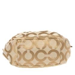 Pre Owned Coach Beige Canvas and Leather Op Art Parker Hobo