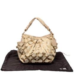 Pre Owned Coach Beige Canvas and Leather Op Art Parker Hobo