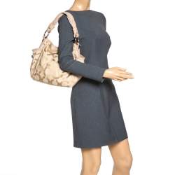 Pre Owned Coach Beige Canvas and Leather Op Art Parker Hobo