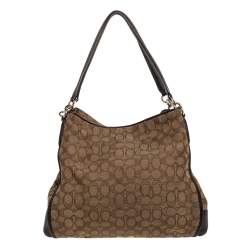 Coach Beige/Brown Canvas and Leather Edie Shoulder Bag