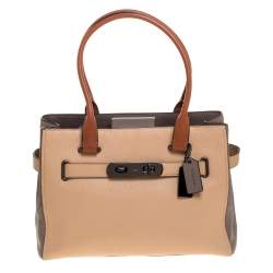 Coach Beige/Grey Leather Swagger 33 Tote