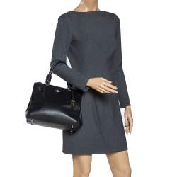 Pre Owned Coach Black Leather Double Zip Tote