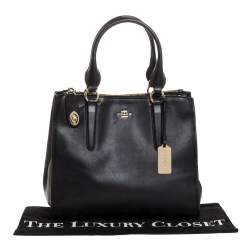 Pre Owned Coach Black Leather Double Zip Tote
