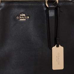 Pre Owned Coach Black Leather Double Zip Tote