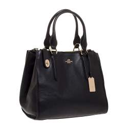 Pre Owned Coach Black Leather Double Zip Tote