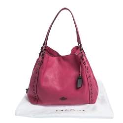 Coach Fuchsia Leather Edie Studded Shoulder Bag