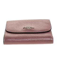 Pre Owned Coach Old Rose Patent Leather Trifold Wallet