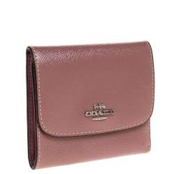 Pre Owned Coach Old Rose Patent Leather Trifold Wallet