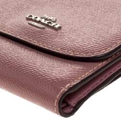 Pre Owned Coach Old Rose Patent Leather Trifold Wallet