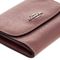 Pre Owned Coach Old Rose Patent Leather Trifold Wallet