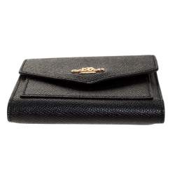 Coach Black Leather Colorblock Trifold Wallet 