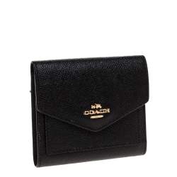 Coach Black Leather Colorblock Trifold Wallet 