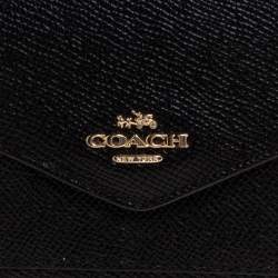 Coach Black Leather Colorblock Trifold Wallet 