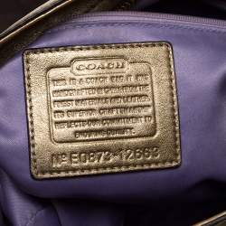 Coach Beige/Metallic Signature Patched Canvas and Leather Hobo