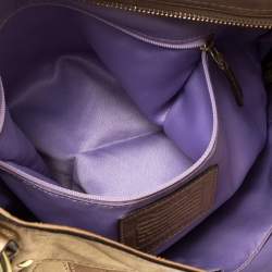 Coach Beige/Metallic Signature Patched Canvas and Leather Hobo