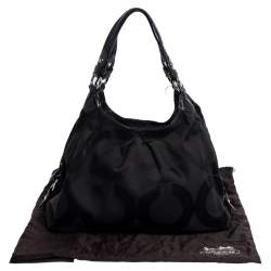 Pre Owned Coach Black Signature Canvas and Leather Shoulder Bag