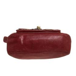 Pre Owned Coach Beige/Pale Red Signature Canvas and Leather Hobo