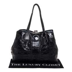 Pre Owned Coach Black Patent Leather Kisslock Satchel