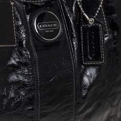 Pre Owned Coach Black Patent Leather Kisslock Satchel
