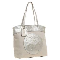 Coach Metallic Gold Canvas and Leather Tote