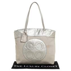 Coach Metallic Gold Canvas and Leather Tote