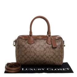 Coach Beige/Tan Signature Coated Canvas and Leather Small Bennett Satchel
