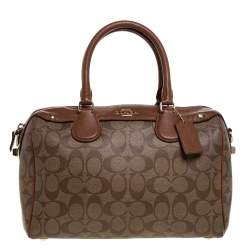 Coach Beige/Tan Signature Coated Canvas and Leather Small Bennett Satchel