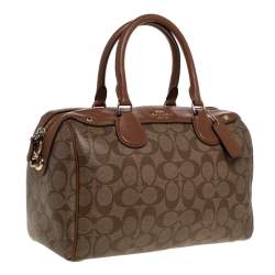 Coach Beige/Tan Signature Coated Canvas and Leather Small Bennett Satchel